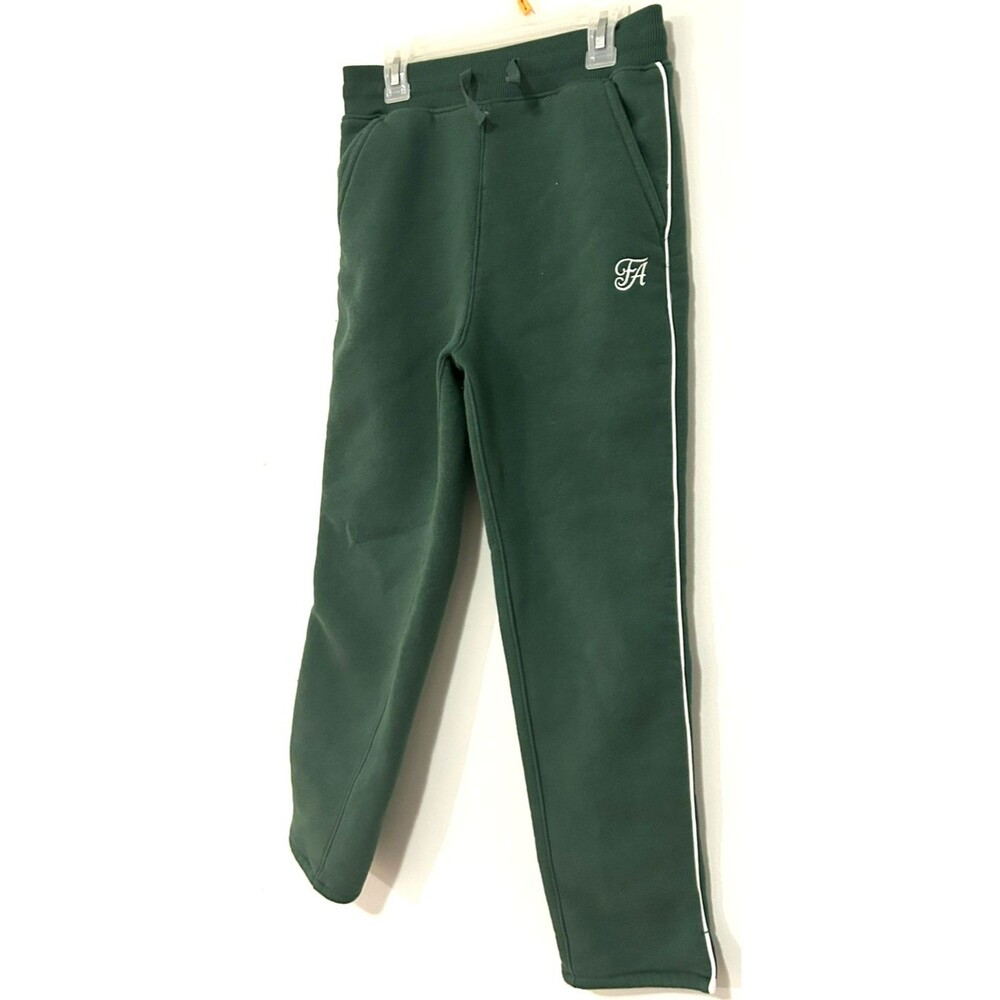 FA Free Assembly Green White Trim Sweatpants With Bottom Slit Boys Size Lg 10-12